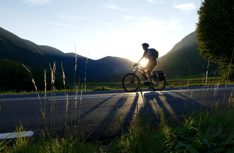 biking through the mountains